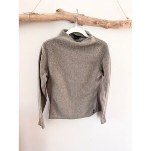 Roots Womens Grey Funnel Neck Fleece Sweater Long Sleeve Mock Neck Size M